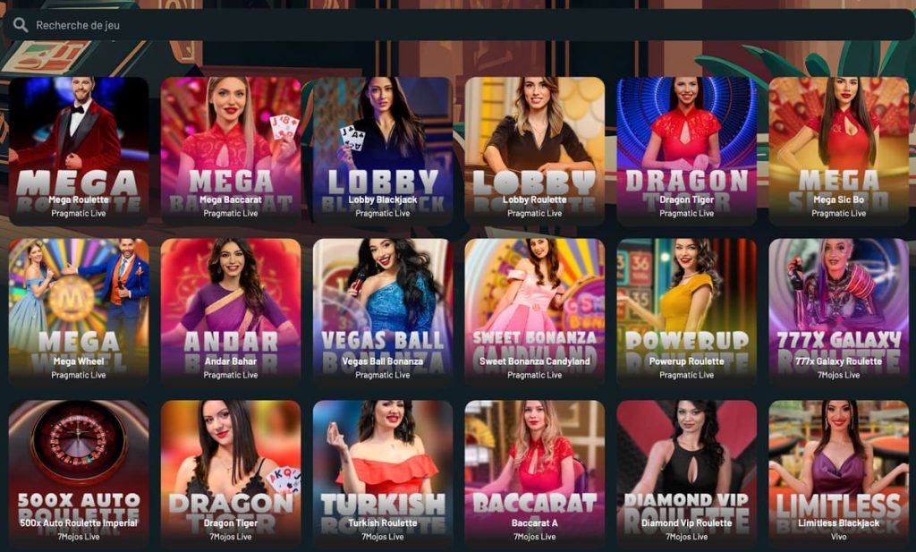 Palm Casino jeux live